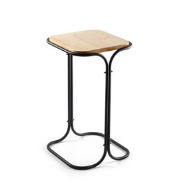 Hanah Home SHB-001-A Mesa de Centro de Madera y Metal, Negro y Natural, 30x52x30 cm
